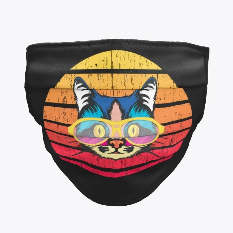 Cool retro sun cat cloth facemask